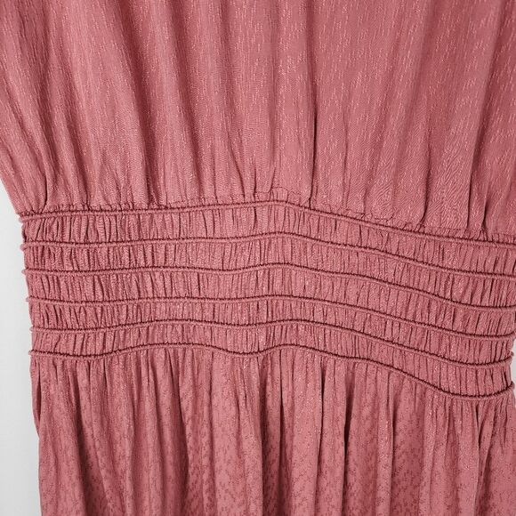 Anthropologie Dress ASTR The Label Midi Dress Sleeveless Smocked Dusty Rose M - Picture 6 of 14